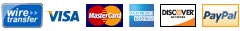 We accept wire transfers, credit cards and PayPal